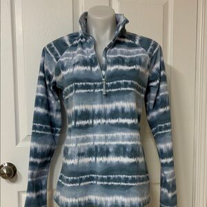 Eddie Bauer Fleece Half-Zip Pullover Sweater; Blue and White Patterned; Size: S